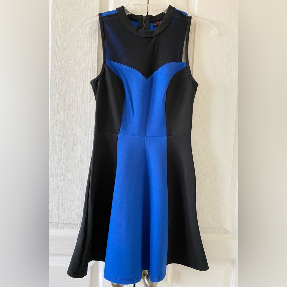 Material Girl Junior Flare Dress - Blue/Black